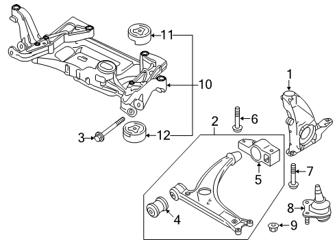 2009 Volkswagen CC Front Suspension, Control Arm, Stabilizer Bar Diagram 1
