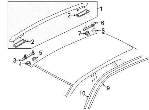2014 Volkswagen Touareg Exterior Trim - Roof Diagram 1