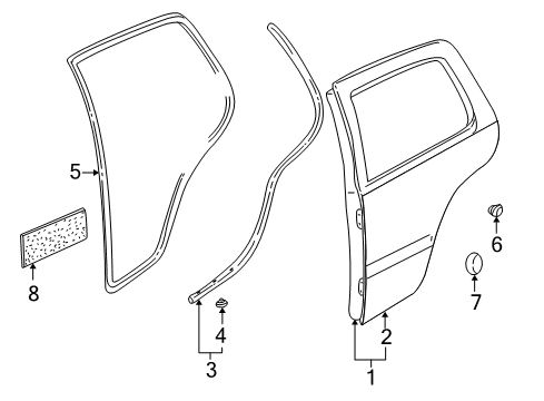 2005 Volkswagen Jetta Rear Door, Body Diagram 3