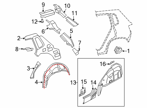 2016 Volkswagen Tiguan Inner Structure - Quarter Panel
