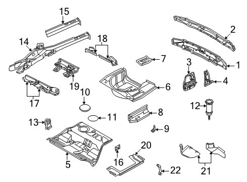 2001 Volkswagen Passat Rear Body Panel, Floor & Rails Diagram 4