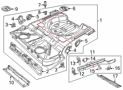 2016 Volkswagen Beetle Rear Body - Floor & Rails