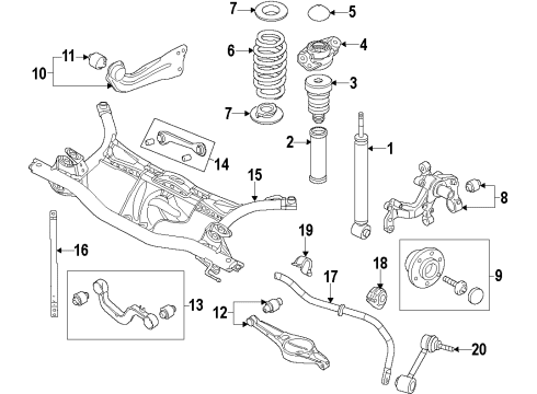 2016 Volkswagen Eos Rear Axle, Lower Control Arm, Stabilizer Bar, Suspension Components