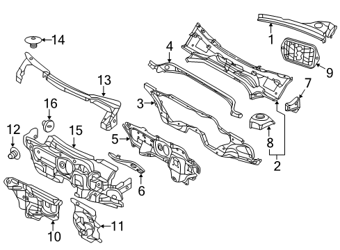 2018 Volkswagen Beetle Cowl Diagram 1