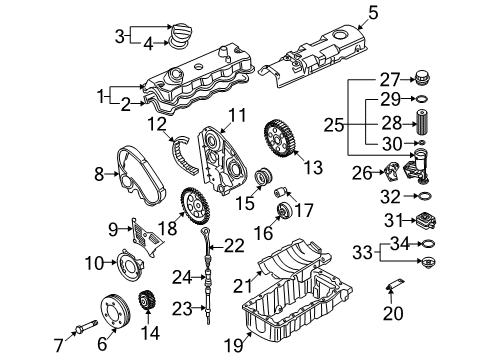 2002 Volkswagen Beetle Engine Parts & Mounts, Timing, Lubrication System Diagram 2