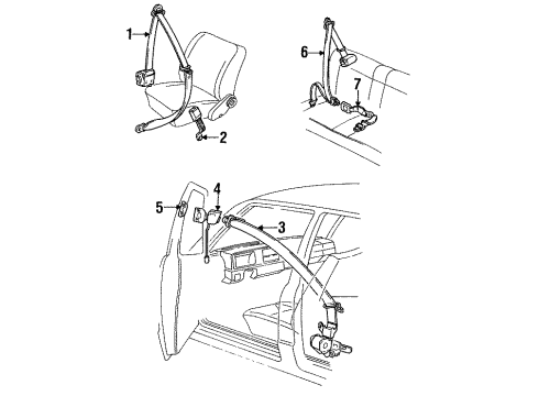 1985 Volkswagen Golf Belt & Retractor Diagram for 167-857-706-01C