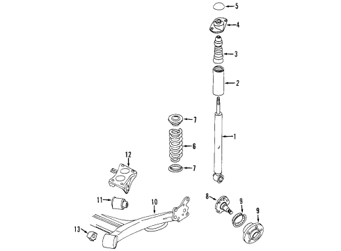 2005 Volkswagen Beetle Rear Axle, Stabilizer Bar, Suspension Components