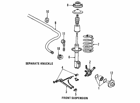 1995 Volkswagen Passat Front Suspension Components, Lower Control Arm, Stabilizer Bar
