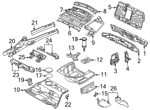 2001 Volkswagen Passat Rear Body Panel, Floor & Rails Diagram 2