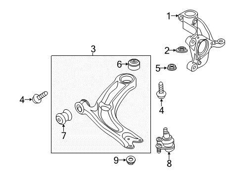 2020 Volkswagen Tiguan Front Suspension Components, Lower Control Arm, Stabilizer Bar