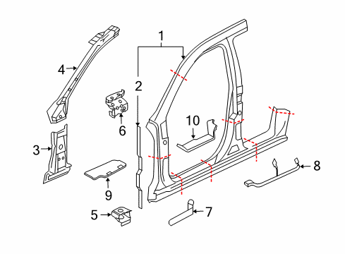 2009 Volkswagen Touareg Aperture Panel, Hinge Pillar