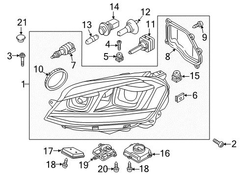 2017 Volkswagen GTI Headlamp Assembly Spacer Diagram for 5G0-806-305