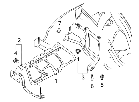 2000 Volkswagen Golf Splash Shields Diagram 3