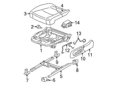2009 Volkswagen Passat Front Seat Components Diagram 2
