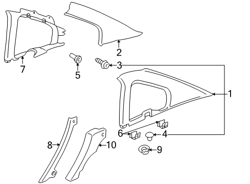 1999 Volkswagen Passat Interior Trim - Quarter Panels Diagram 1
