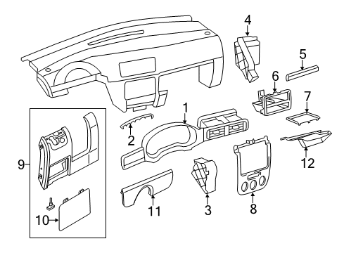 2013 Volkswagen Jetta Cluster & Switches, Instrument Panel Diagram 5