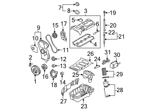 2006 Volkswagen Jetta Engine Parts & Mounts, Timing, Lubrication System Diagram 3