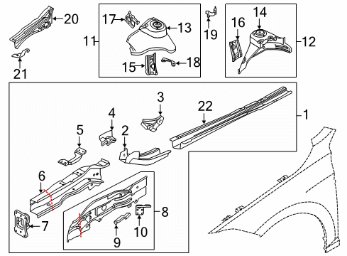 2022 Volkswagen Jetta Structural Components & Rails