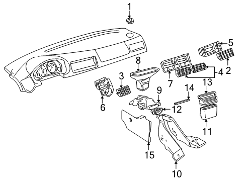 1999 Volkswagen Golf Vent Grille Diagram for 1J0-819-705-A-01C