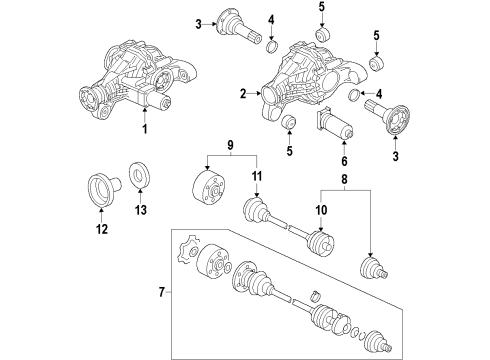 2009 Volkswagen Touareg Rear Axle Shafts & Joints, Differential, Drive Axles, Propeller Shaft