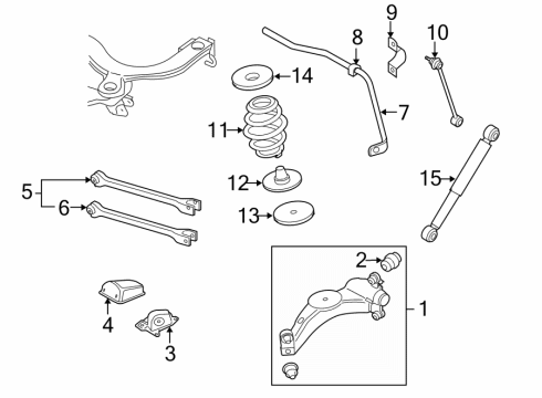 2004 Volkswagen Golf Rear Suspension Components, Stabilizer Bar Diagram 1