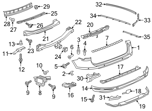2017 Volkswagen Touareg Rear Bumper Diagram 1