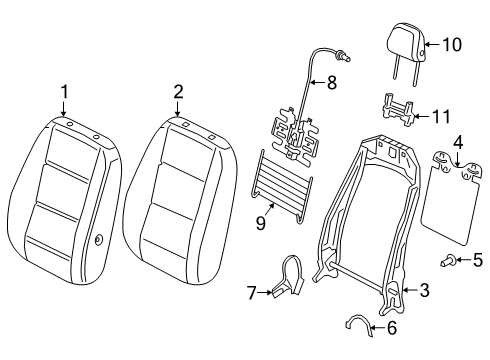 2022 Volkswagen Arteon Passenger Seat Components Diagram 1