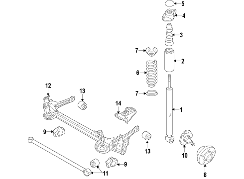 2013 Volkswagen Jetta Rear Axle, Stabilizer Bar, Suspension Components