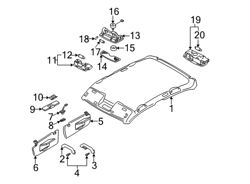 2001 Volkswagen Passat Interior Trim - Roof Diagram 3