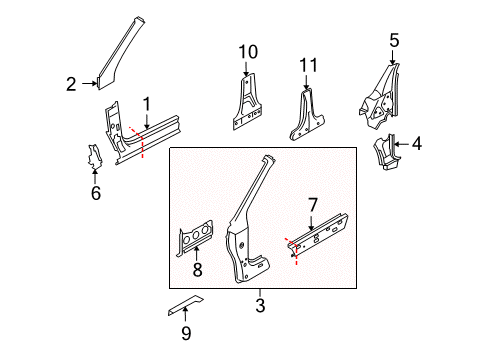 2016 Volkswagen Eos Hinge Pillar, Lock Pillar, Rocker