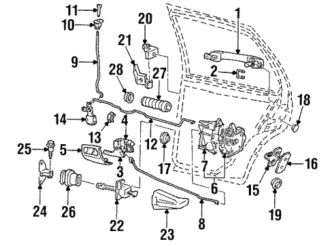 1999 Volkswagen Jetta Rear Door - Lock & Hardware