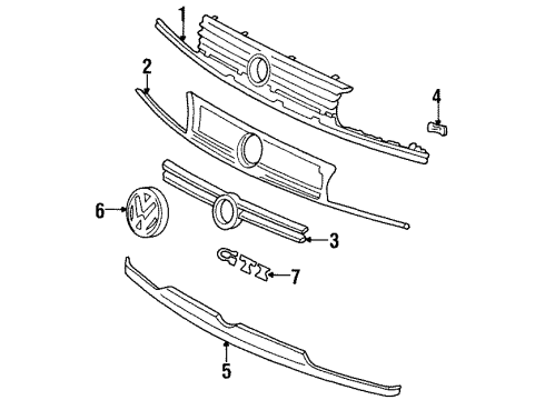 1995 Volkswagen Golf Grille Diagram for 1H6-853-655-A
