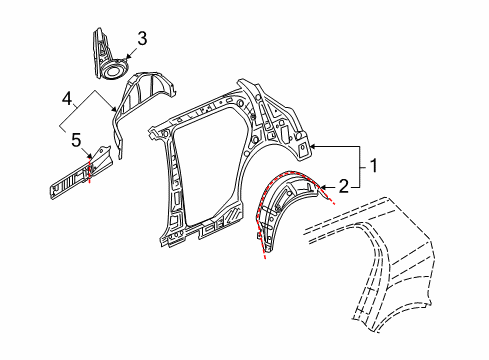2013 Volkswagen Golf R Inner Structure - Quarter Panel Diagram 2