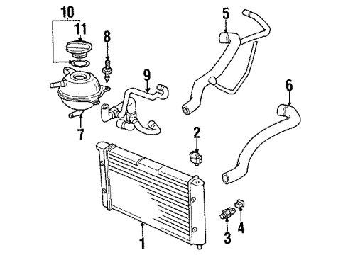 1995 Volkswagen Golf Lower Hose Diagram for 1H0-121-051-M