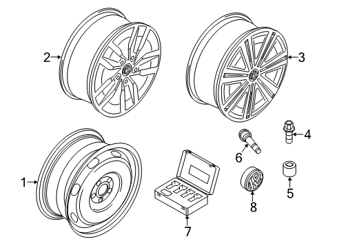 2019 Volkswagen Golf R Wheels, Covers & Trim Diagram 3