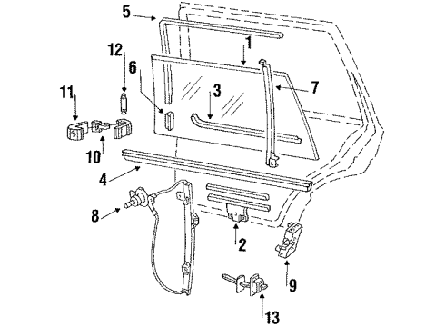 1992 Volkswagen Jetta Rear Door - Glass & Hardware