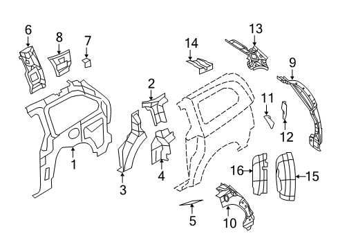 2012 Volkswagen Routan Inner Structure & Rails - Side Panel