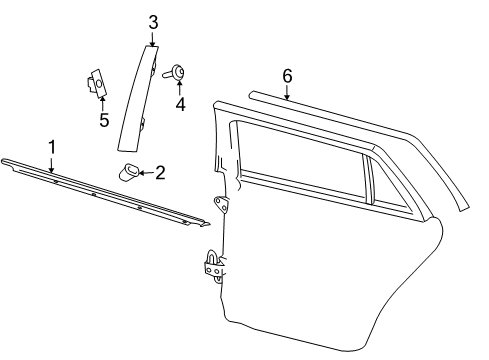 2009 Volkswagen Jetta Exterior Trim - Rear Door Diagram 1