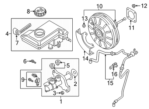 2022 Volkswagen Atlas Cross Sport Brake Booster Diagram for 3QF-614-106-B