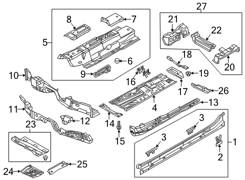 2020 Volkswagen Tiguan Pillars, Rocker & Floor - Floor & Rails