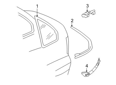 2002 Volkswagen Passat Quarter Panel - Glass & Hardware Diagram 1