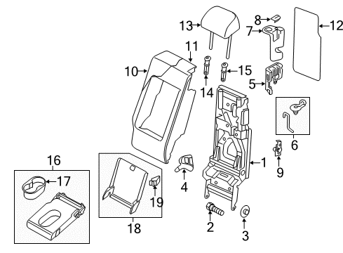 2012 Volkswagen Touareg Rear Seat Components Diagram 1