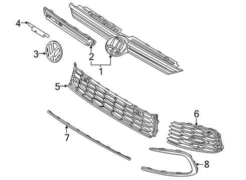 2024 Volkswagen GTI Grille & Components