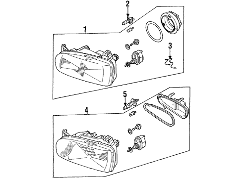 1998 Volkswagen Golf Headlamp Diagram for 1HM-941-018-A