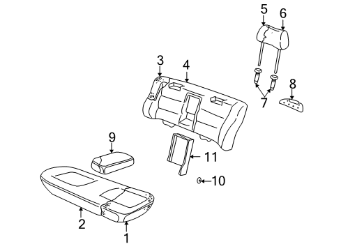 2002 Volkswagen Passat Rear Seat Components Diagram 4