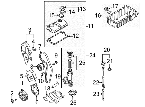 2005 Volkswagen Passat Engine Parts & Mounts, Timing, Lubrication System Diagram 2