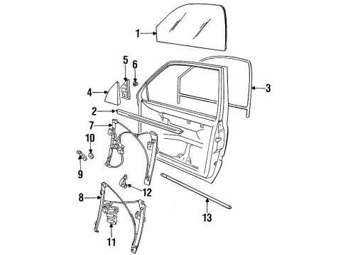 1999 Volkswagen Jetta Front Door - Glass & Hardware