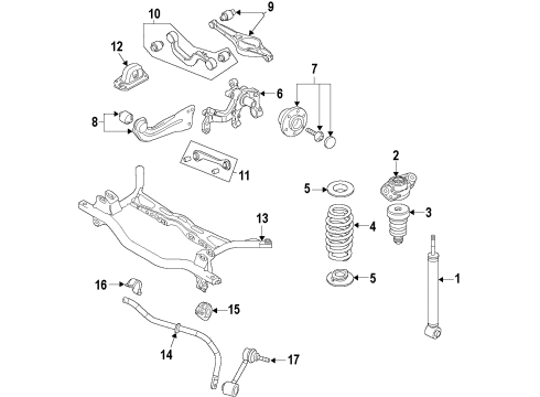 2013 Volkswagen Golf R Rear Axle, Lower Control Arm, Stabilizer Bar, Suspension Components