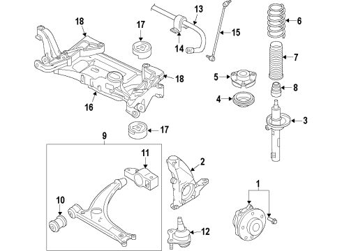 2013 Volkswagen GTI Stabilizer Bar Diagram for 1K0-411-303-BK