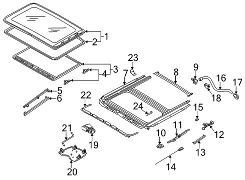 1999 Volkswagen Passat Sunroof, Body Diagram 2